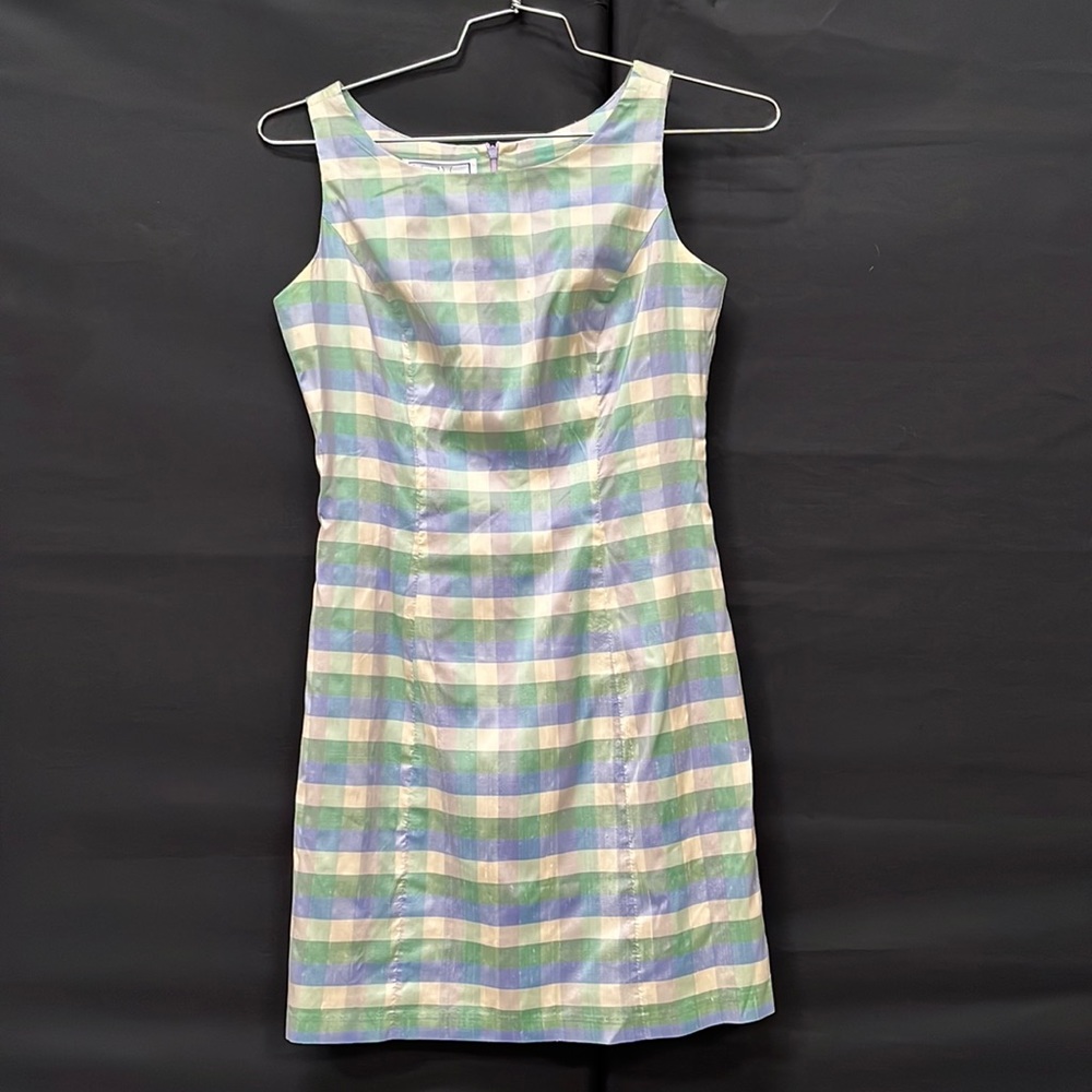 Vintage silk plaid shift dress